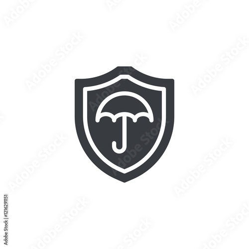 Umbrella covering a shield vector icon