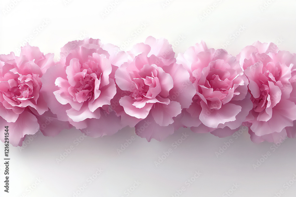 Fototapeta premium peony border, isolated on white background