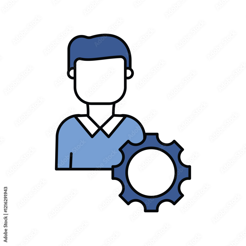 Employee blue icon with white background vector stock illustration Employee blue icon with white background vector stock illustration