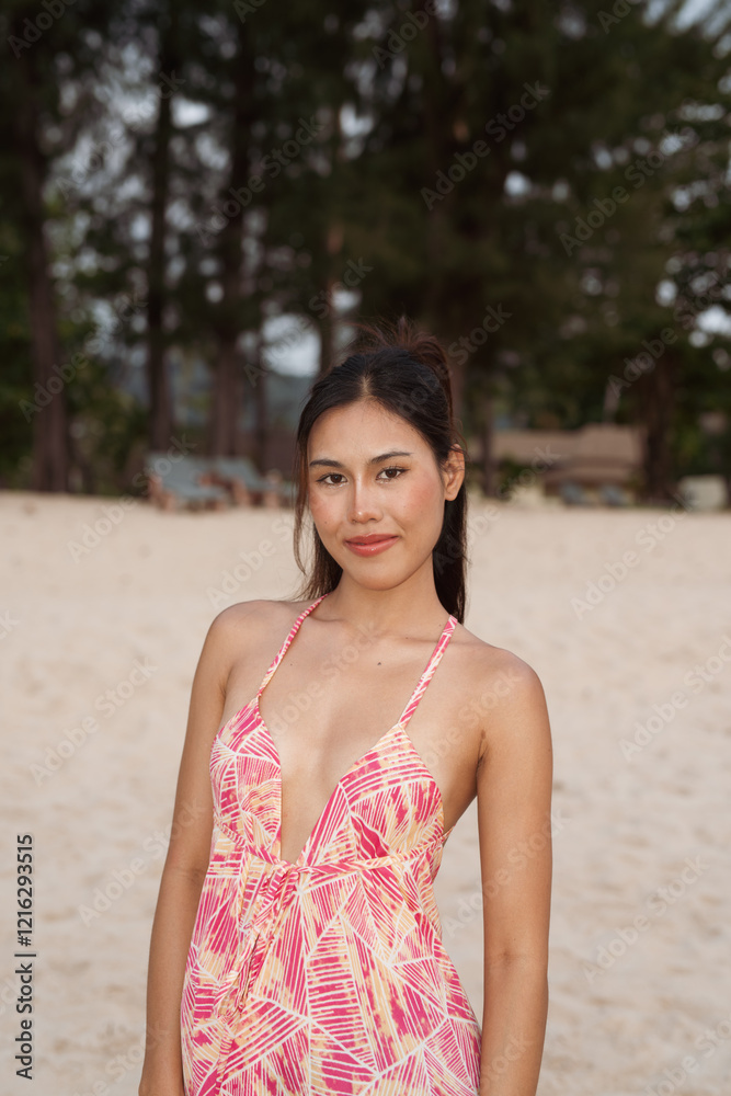 Summer beach portrait of young beautiful Asian woman Summer beach portrait of young beautiful Asian woman