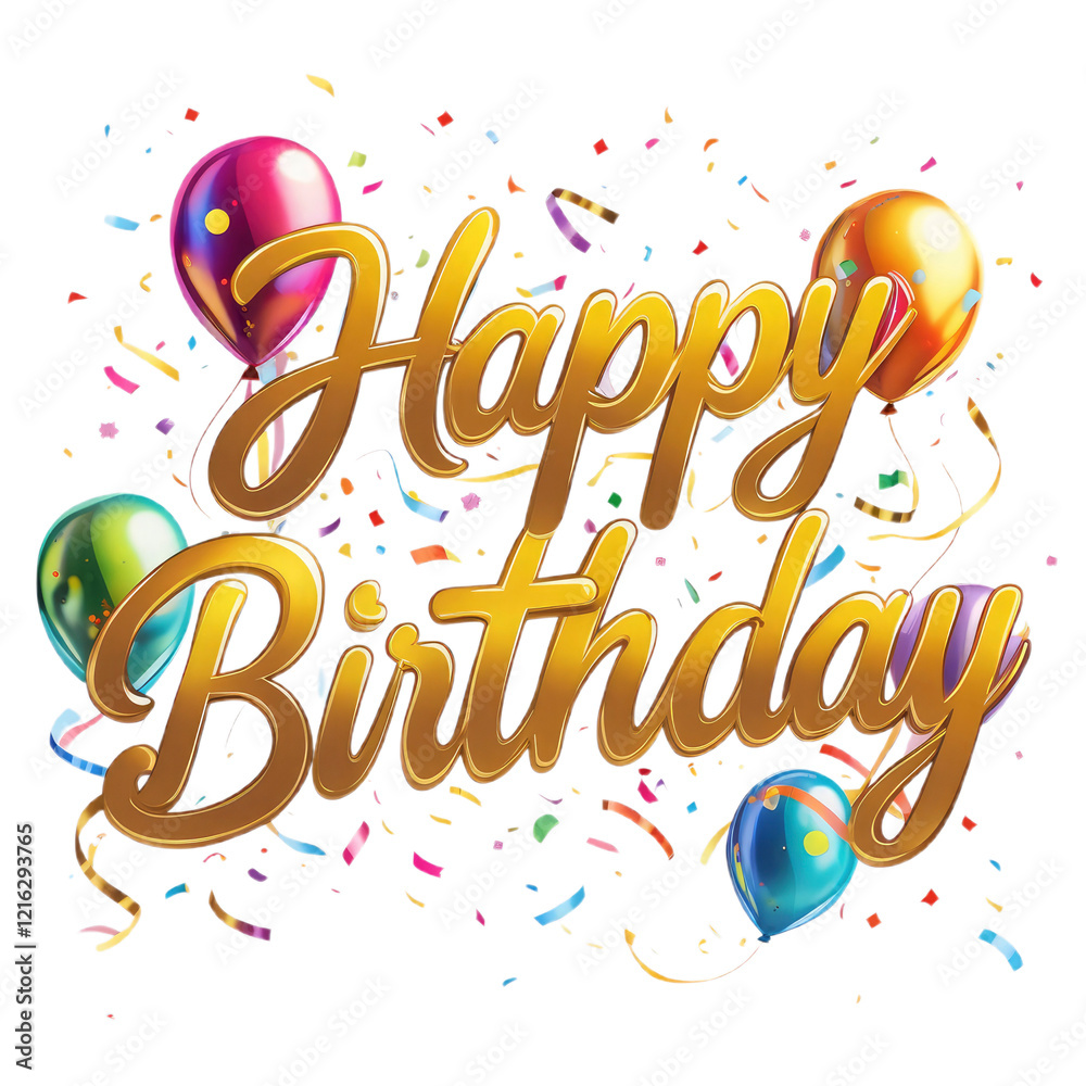 Fototapeta premium happy birthday text with transparent background PNG and JPEG image 