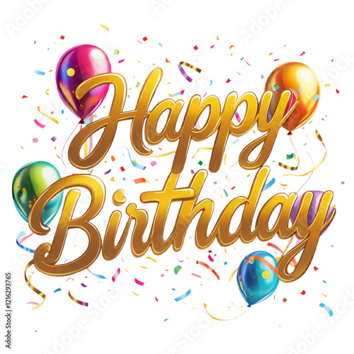 happy birthday text  with transparent background PNG and JPEG image	