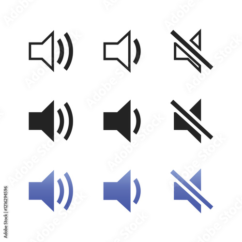 Silent, volume up, medium volume Icon Set Vector Background