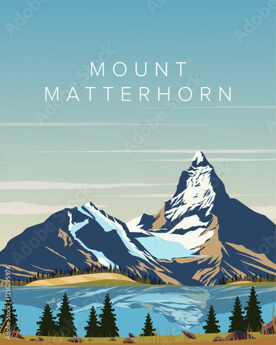 Mount Matterhorn travel poster, banner