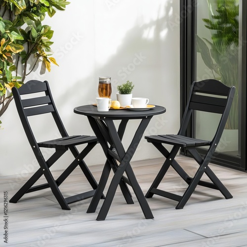 Foldable bistro set with UV-resistant materials for long-lasting use photo