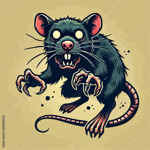 scary rat cartoon vector illustration 