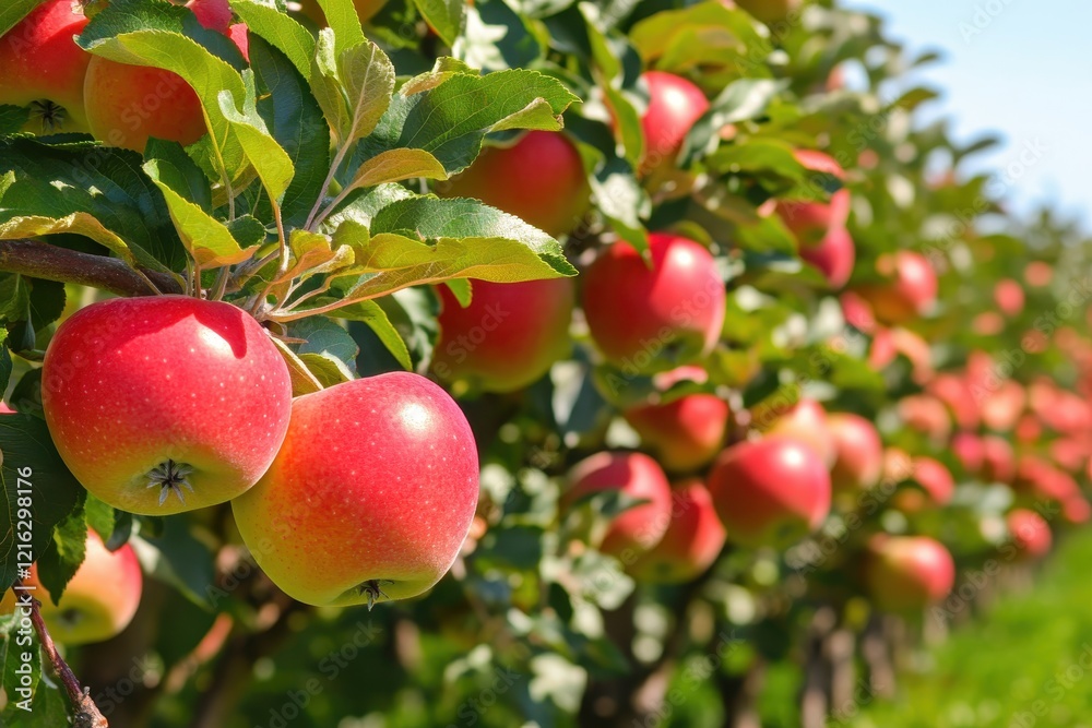 Ripe red apples orchard sunny day harvest Ripe red apples orchard sunny day harvest