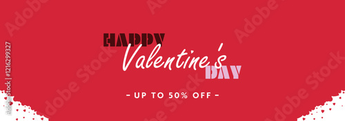多くのハートで飾られたバレンタインの広告バナー背景テンプレート　Valentine's Day ad banner background template decorated with many hearts