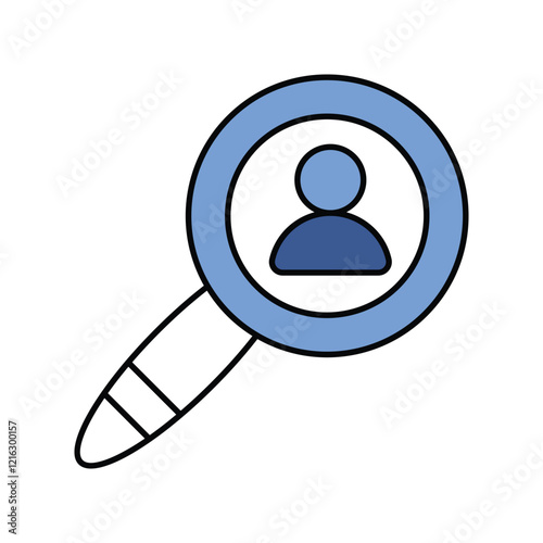 staff searching blue icon with white background vector stock illustration