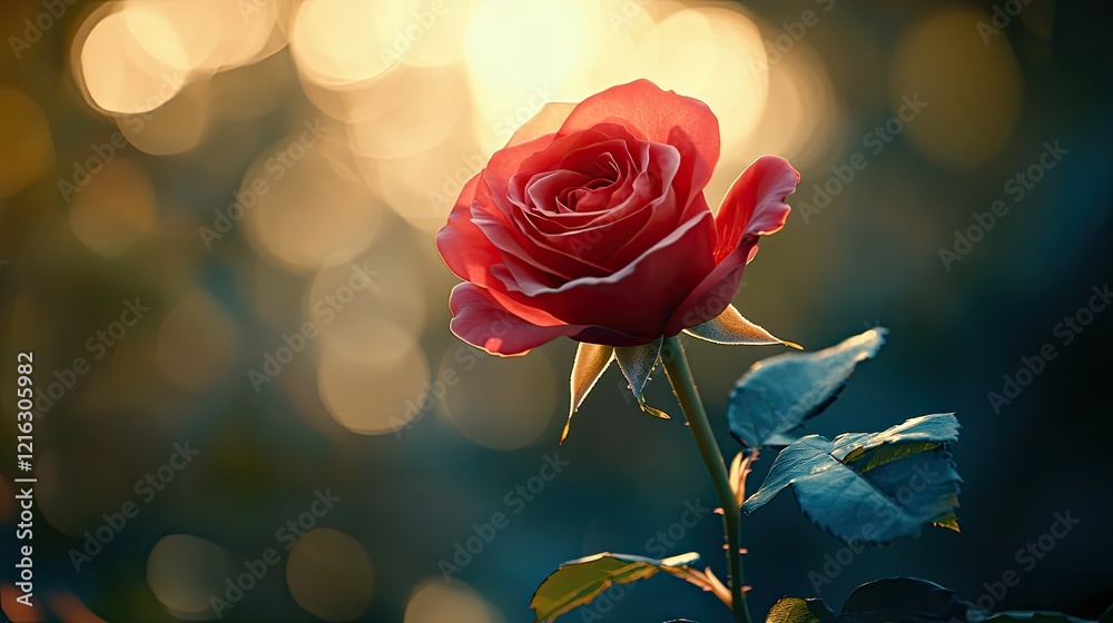 Single Red Rose at Golden Hour Single Red Rose at Golden Hour