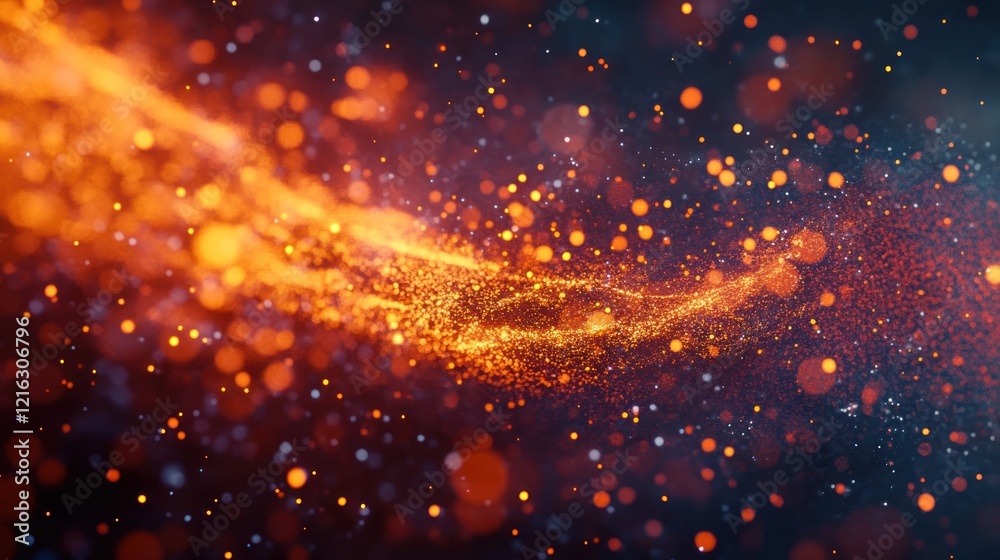 Binary digits transitioning into futuristic, dynamic particles.