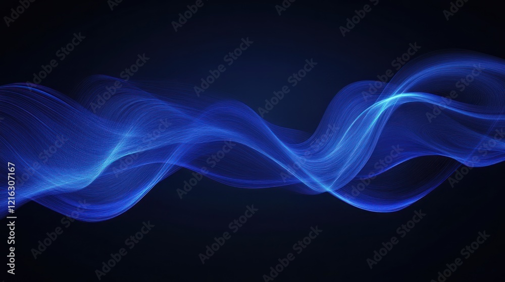 Fototapeta premium Blue binary stream over a dark, gradient background.