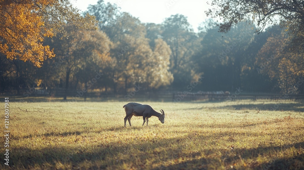 Solitary Goat in Autumnal Meadow Solitary Goat in Autumnal Meadow