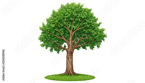 Illustration of a tree standing majestically with a clean and beautiful design on a white background
