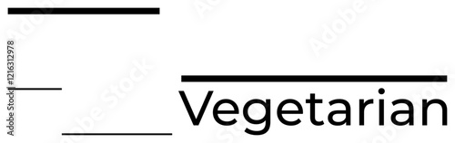 Word Vegetarian aligned with bold horizontal lines for a sleek, modern style. Ideal for branding, diet promotion, food packaging, health, environmental care, simplicity, abstract line flat metaphor