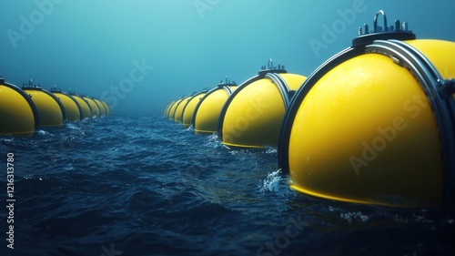 Underwater wave energy harvesting devices ocean depths technology infrastructure marine environment close-up view photo