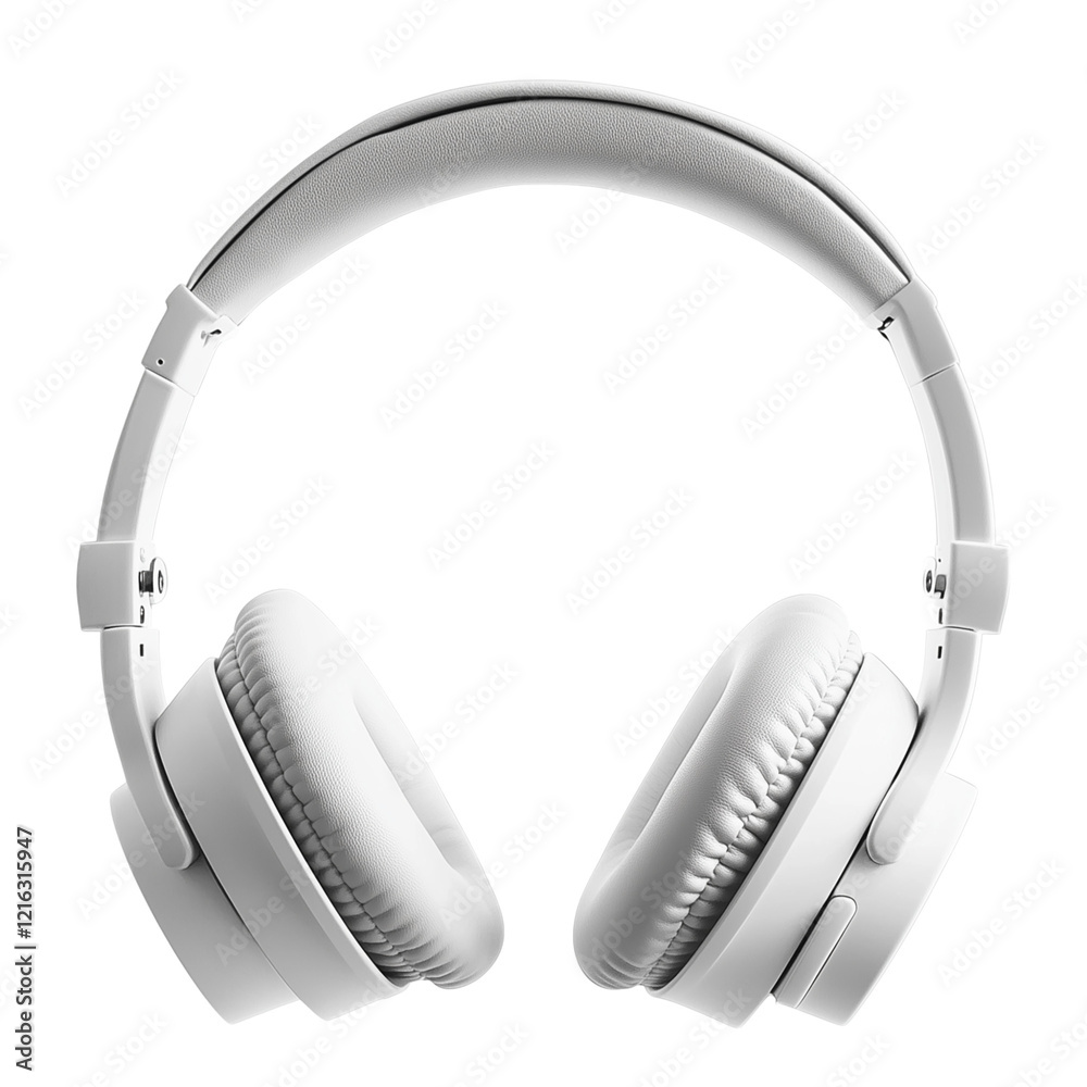 White Over-Ear Headphones with Soft Padded Ear Cups, Isolated on White, Representing Clean Audio and Minimalist Style Transparent Background White Over-Ear Headphones with Soft Padded Ear Cups, Isolated on White, Representing Clean Audio and Minimalist Style Transparent Background