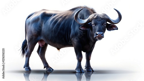 African Buffalo Silhouette, Dark Wildlife,  Isolated Black Animal Shape photo