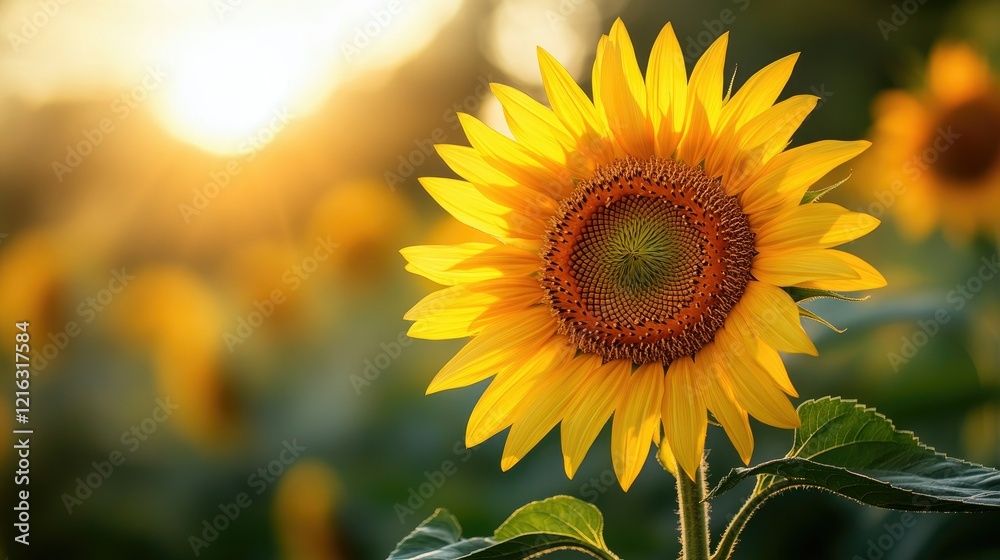 Fototapeta premium Golden Hour Sunflower: A Summer's Day Dream