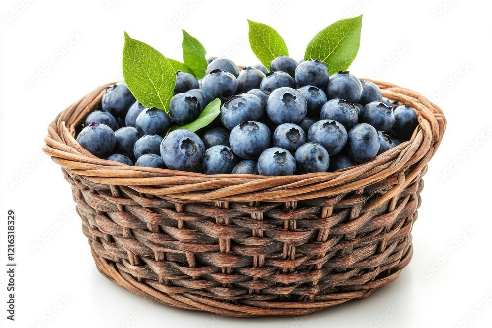 Basket of blueberries isolated on a white background. Basket of blueberries isolated on a white background.