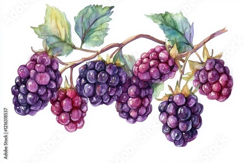 Simple watercolor blackberries isolated on a white background.