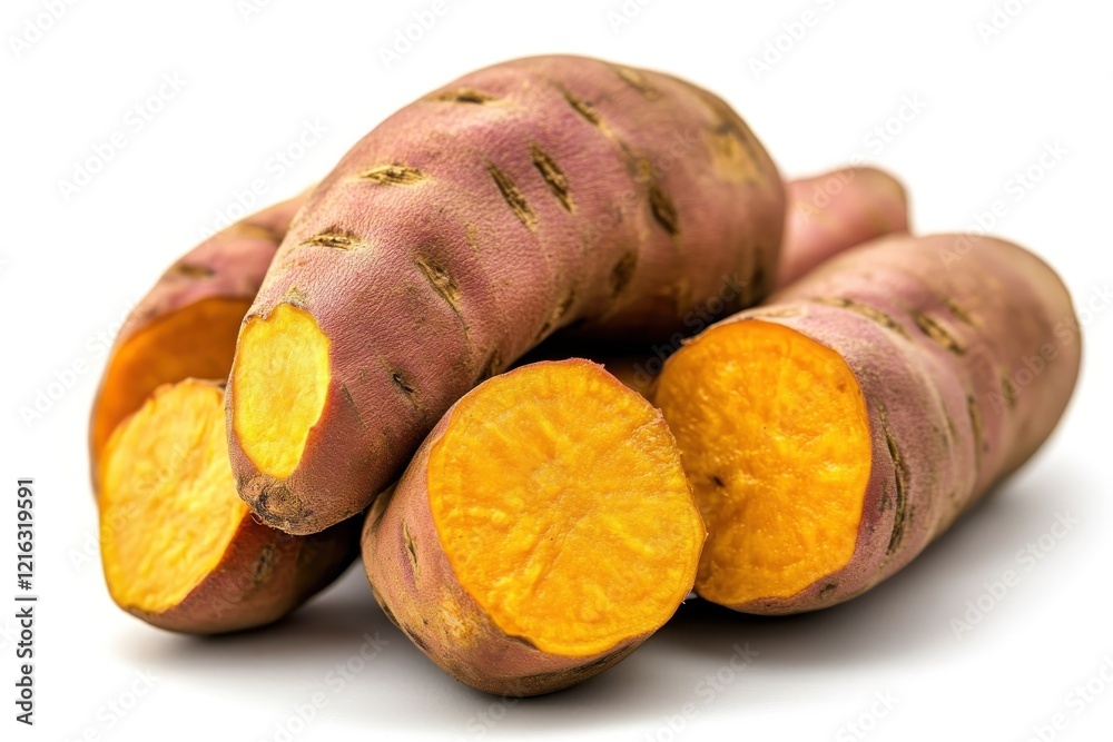 Fresh sweet potato fruit isolated on a white background. Fresh sweet potato fruit isolated on a white background.