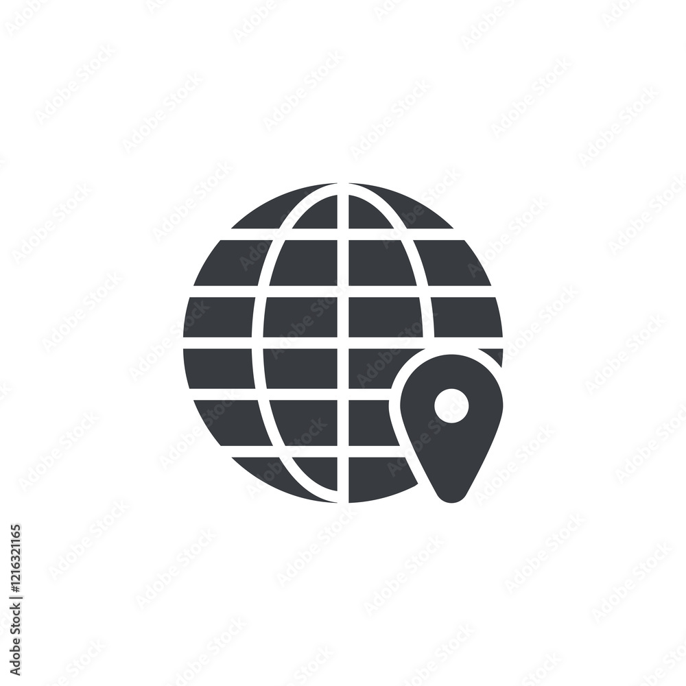 Globe with a location marker vector icon Globe with a location marker vector icon