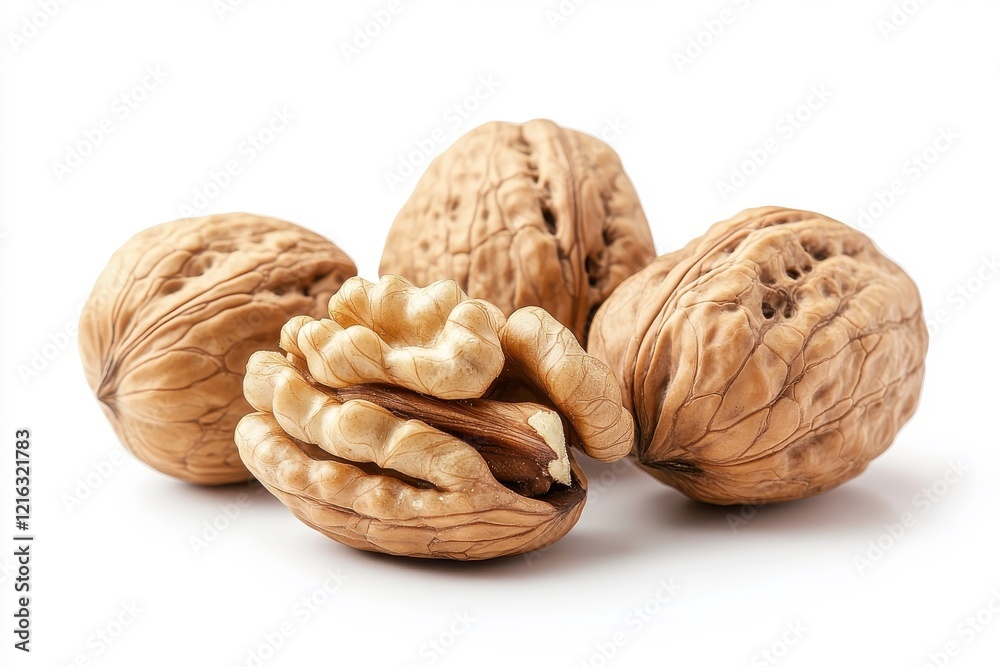 Fresh walnuts isolated on a white background. Fresh walnuts isolated on a white background.