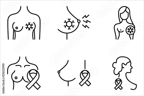 Breast Cancer icon set, diagnostic and treatment, Medical icons. vector illustration on white background