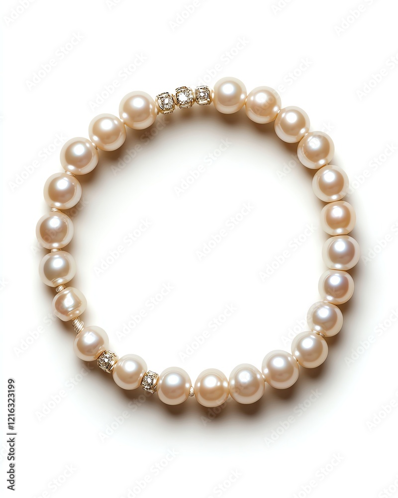 Elegant pearl bracelet on a white background. Elegant pearl bracelet on a white background.