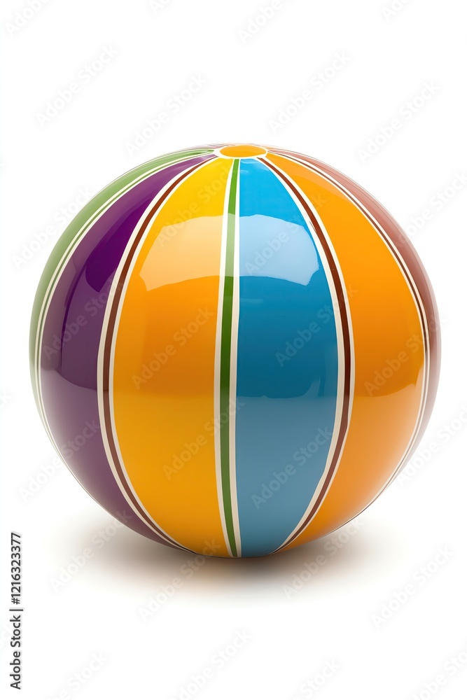 Colorful striped ball on a white background. Colorful striped ball on a white background.