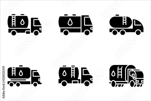 Tank truck icon set. Gasoline Fuel Truck. vector illustration on white background