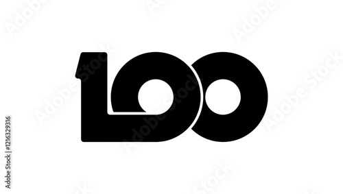 100 years symbol, black isolated silhouette