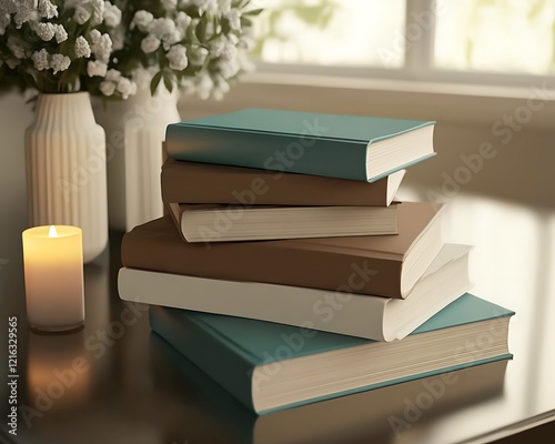 stack of books on a table