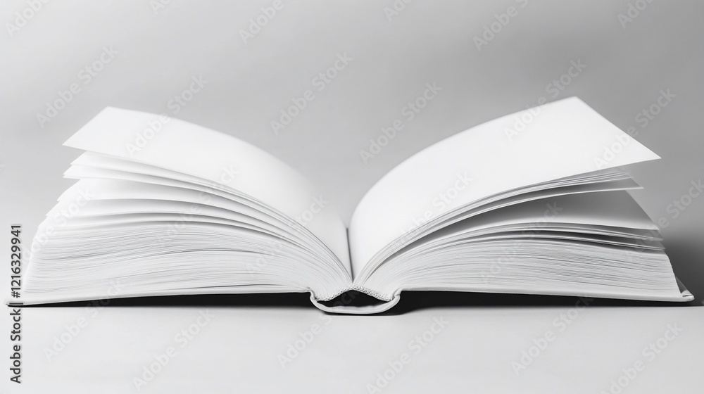 Open book with blank pages on white background. Open book with blank pages on white background.