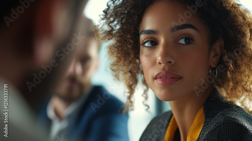 Wallpaper Mural Smiling portrait of a young businesswoman with brunette hair in an office setting Torontodigital.ca