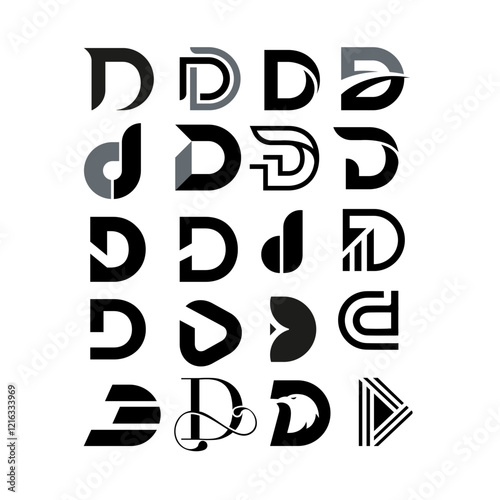 set of letter D logo