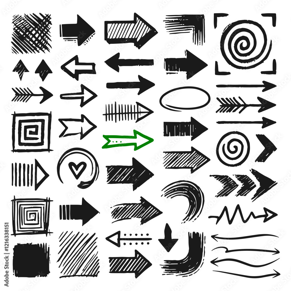 Creative doodle collection of arrows and other basic elements Creative doodle collection of arrows and other basic elements