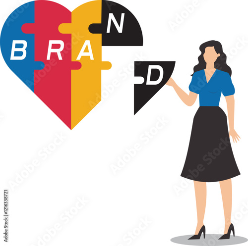Personal branding, marketing strategy by introducing the identity or characteristics of a product or service, individual brand strategy, build a personal brand, businessman completing puzzle