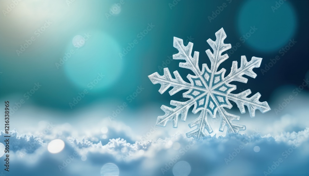Beautiful detailed snowflake rests on soft snow. Winter scene delicate crystal formations. Stunning macro photo of winter nature. Perfect for winter themes. Image ideal for seasonal designs holiday Beautiful detailed snowflake rests on soft snow. Winter scene delicate crystal formations. Stunning macro photo of winter nature. Perfect for winter themes. Image ideal for seasonal designs holiday