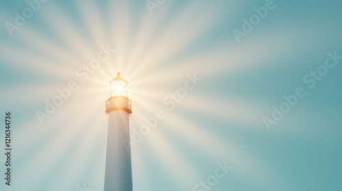 Guiding light abstract lighthouse illuminating human potential coastal setting digital art bright environment inspirational view