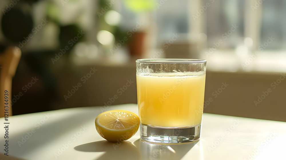 Glass of Lemon Juice, Realistic Photo Glass of Lemon Juice, Realistic Photo