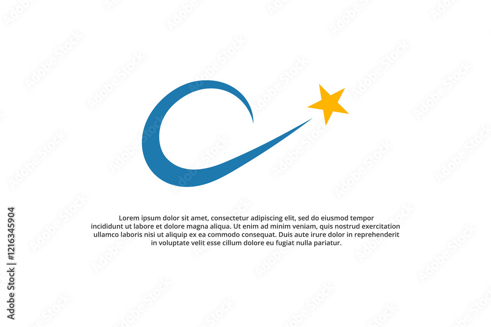 Fototapeta premium letter c and shooting star logo design