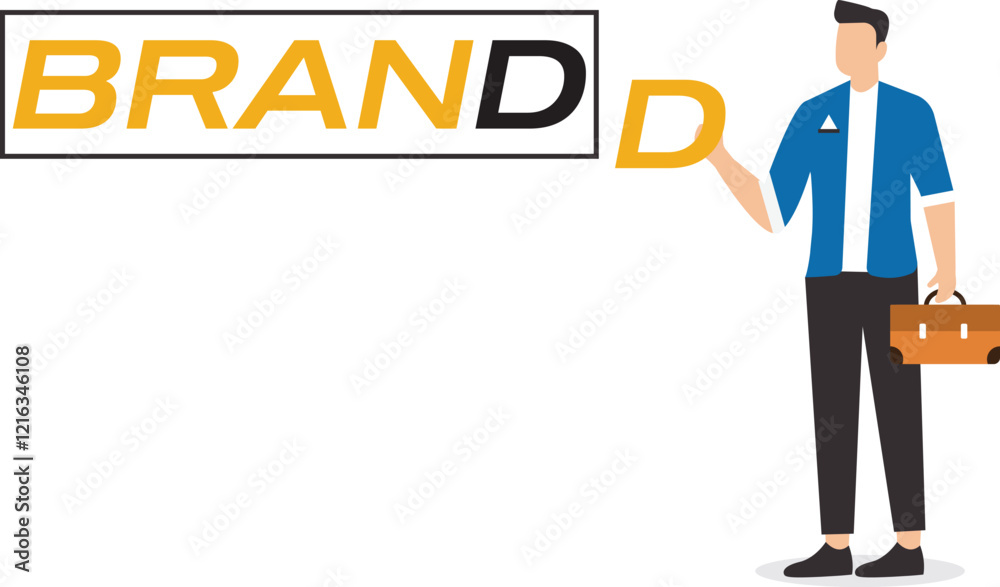 Build branding to increase sales, product or company value strategy, build reputation or identity for customer recognition concept, professional businessman builds a word brand Build branding to increase sales, product or company value strategy, build reputation or identity for customer recognition concept, professional businessman builds a word brand