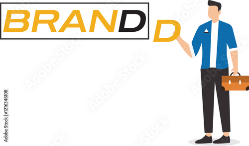 Build branding to increase sales, product or company value strategy, build reputation or identity for customer recognition concept, professional businessman builds a word brand