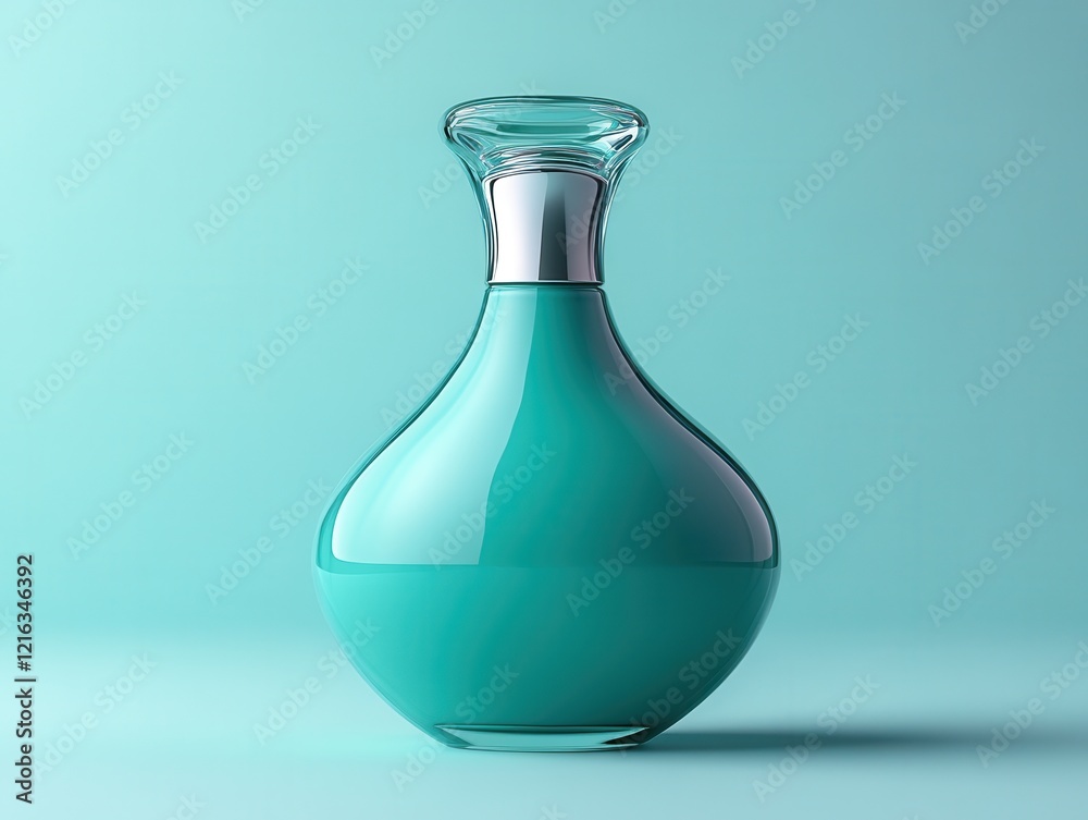Elegant Turquoise Glass Bottle with Smooth Surface and Minimal Design Elegant Turquoise Glass Bottle with Smooth Surface and Minimal Design