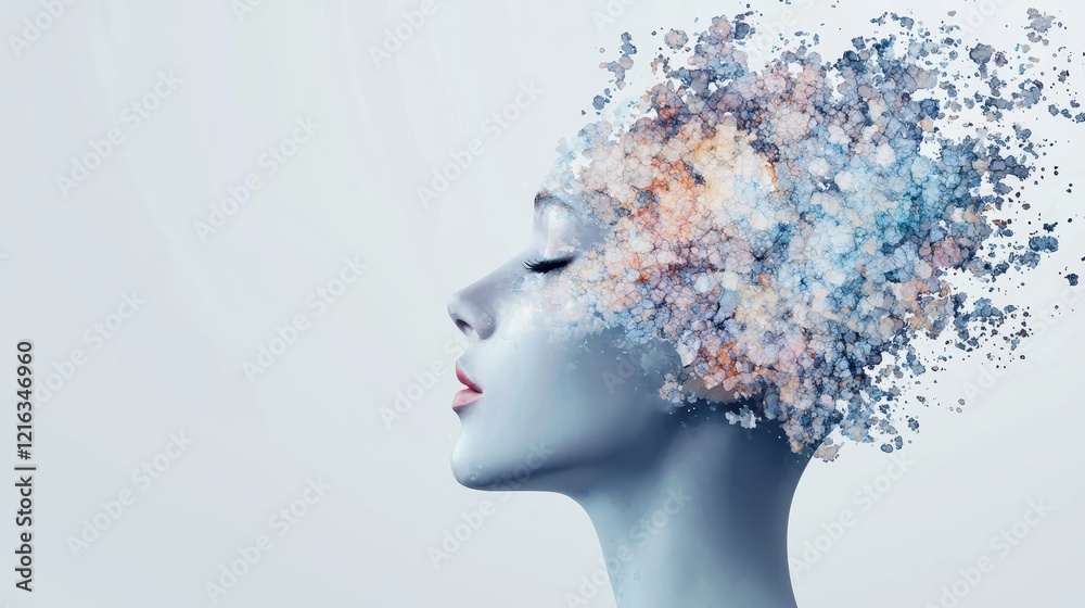 Artistic representation of ai's cognitive processes digital art abstract studio profile view innovative concepts Artistic representation of ai's cognitive processes digital art abstract studio profile view innovative concepts