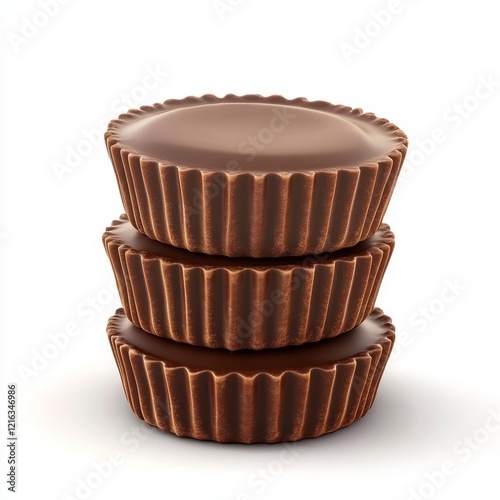 3D Realistic Reeses peanut butter cups isolated on white background