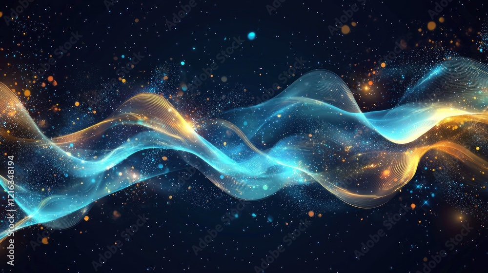 Abstract Cosmic Waves: Celestial Dance of Light and Energy Abstract Cosmic Waves: Celestial Dance of Light and Energy