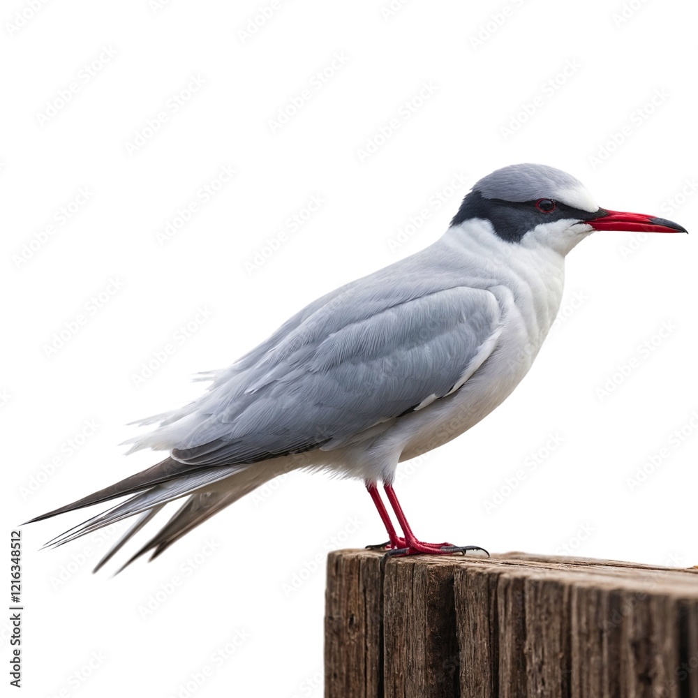 Fototapeta premium Antarctic tern bird on white background, Ai Generated. standing tern bird on white, PNG. side view tern bird on white, PNG.